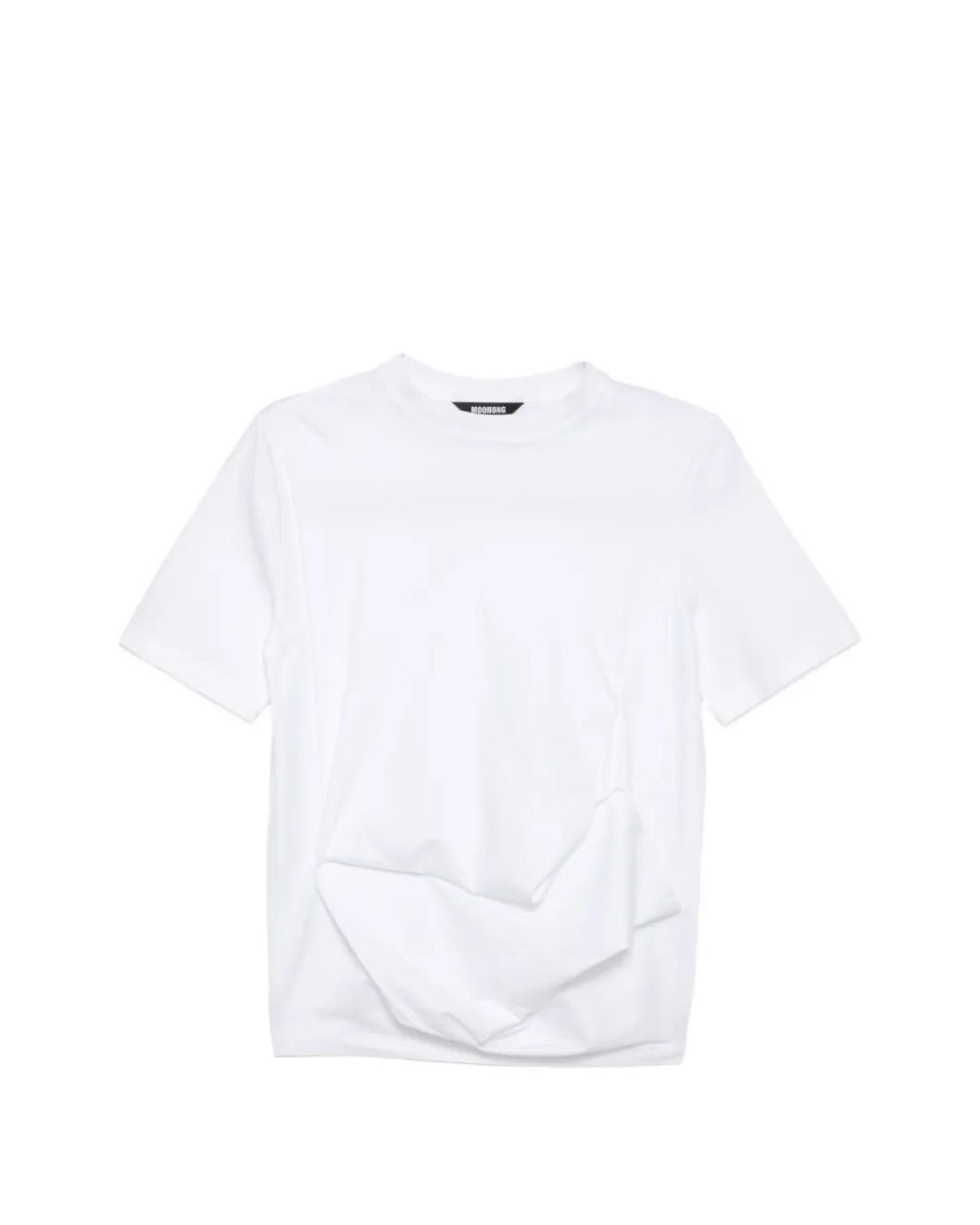 Moohong White Front Draped T-Shirt