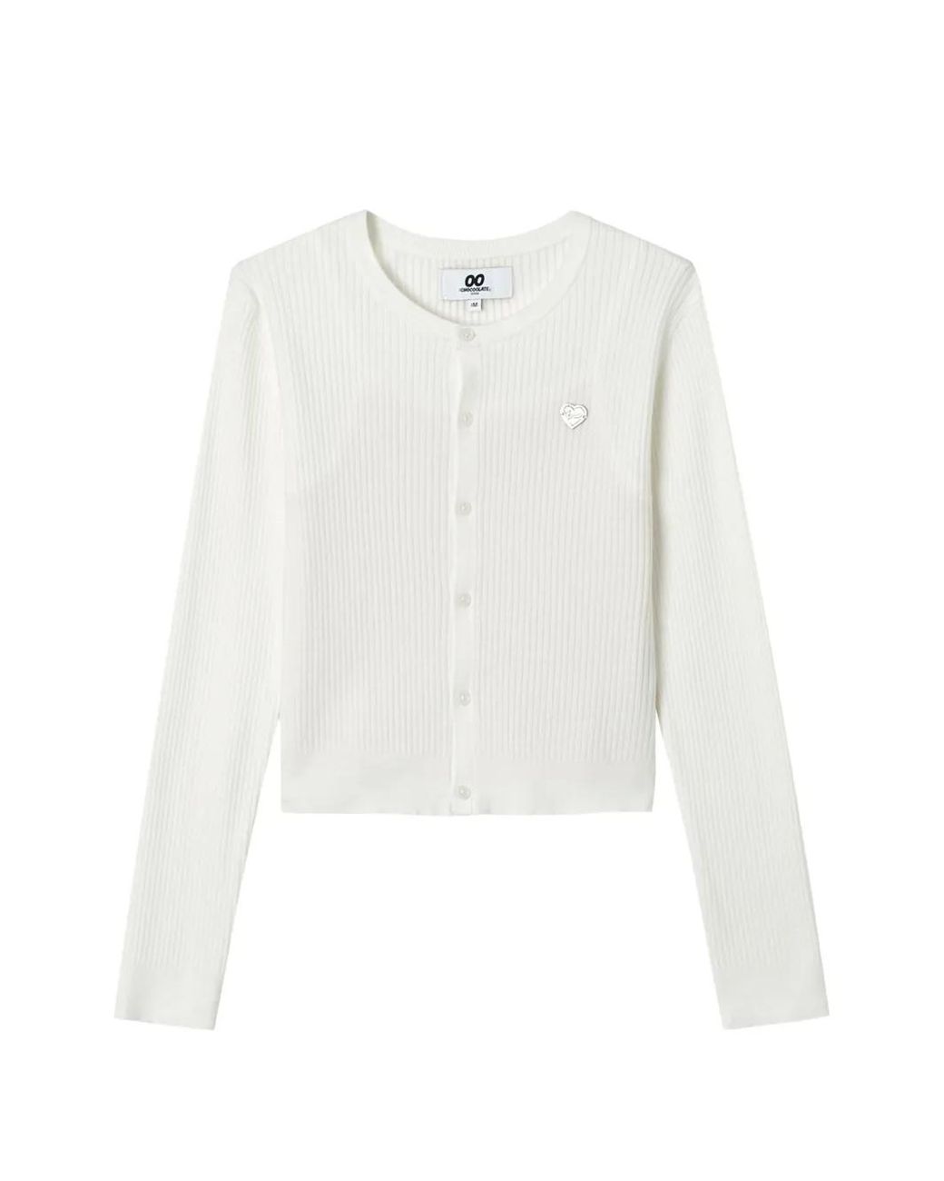 Chocoolate White Ribbed-Knit Cardigan Set