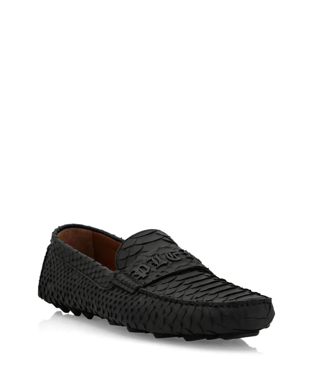 Philipp Plein Black Python-Skin Loafers for men