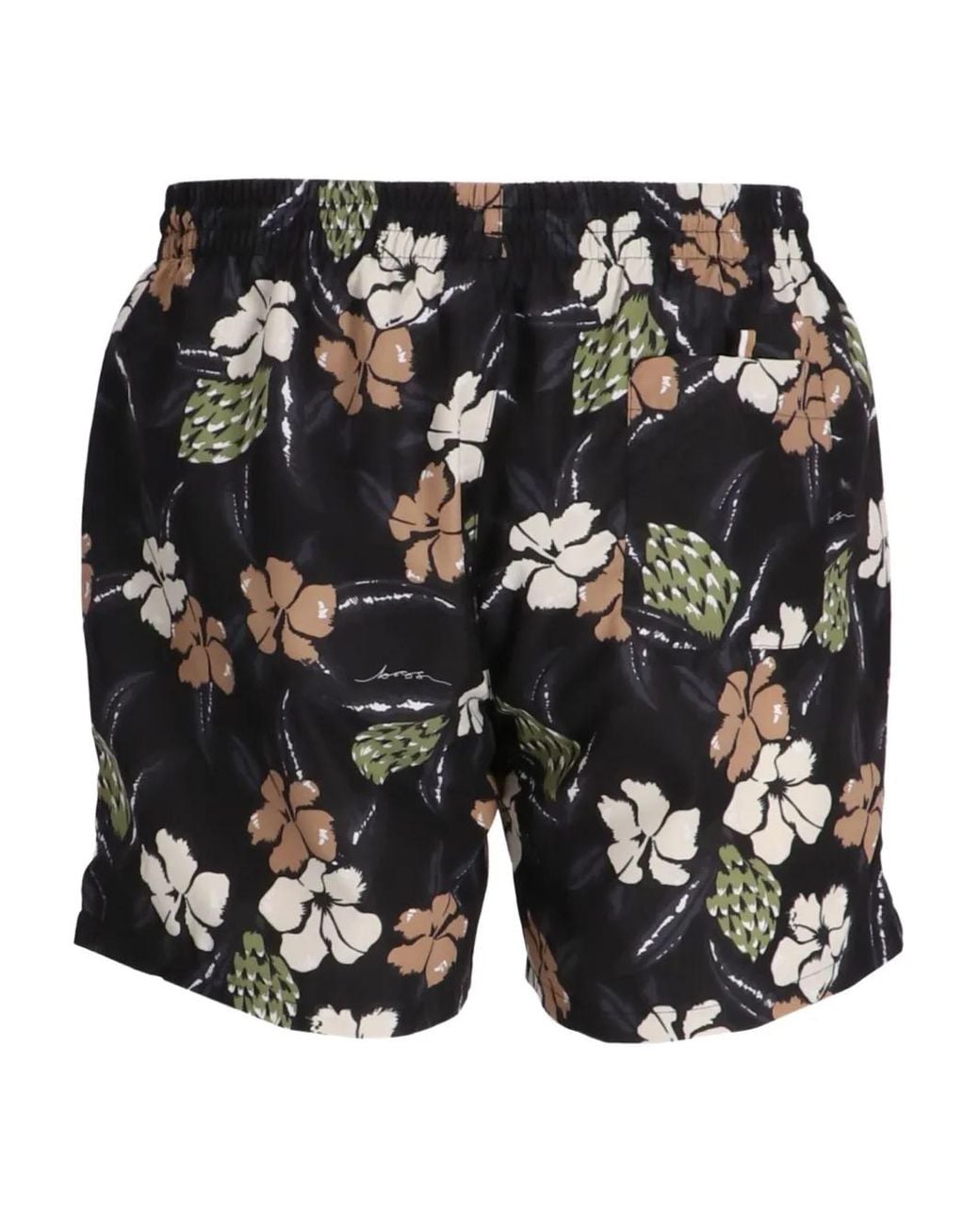 Boss Black Floral-Print Swim Shorts for men