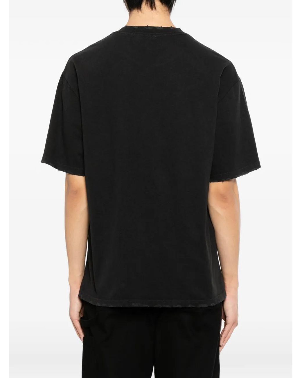 WARMAN Black Graphic T-Shirt for men