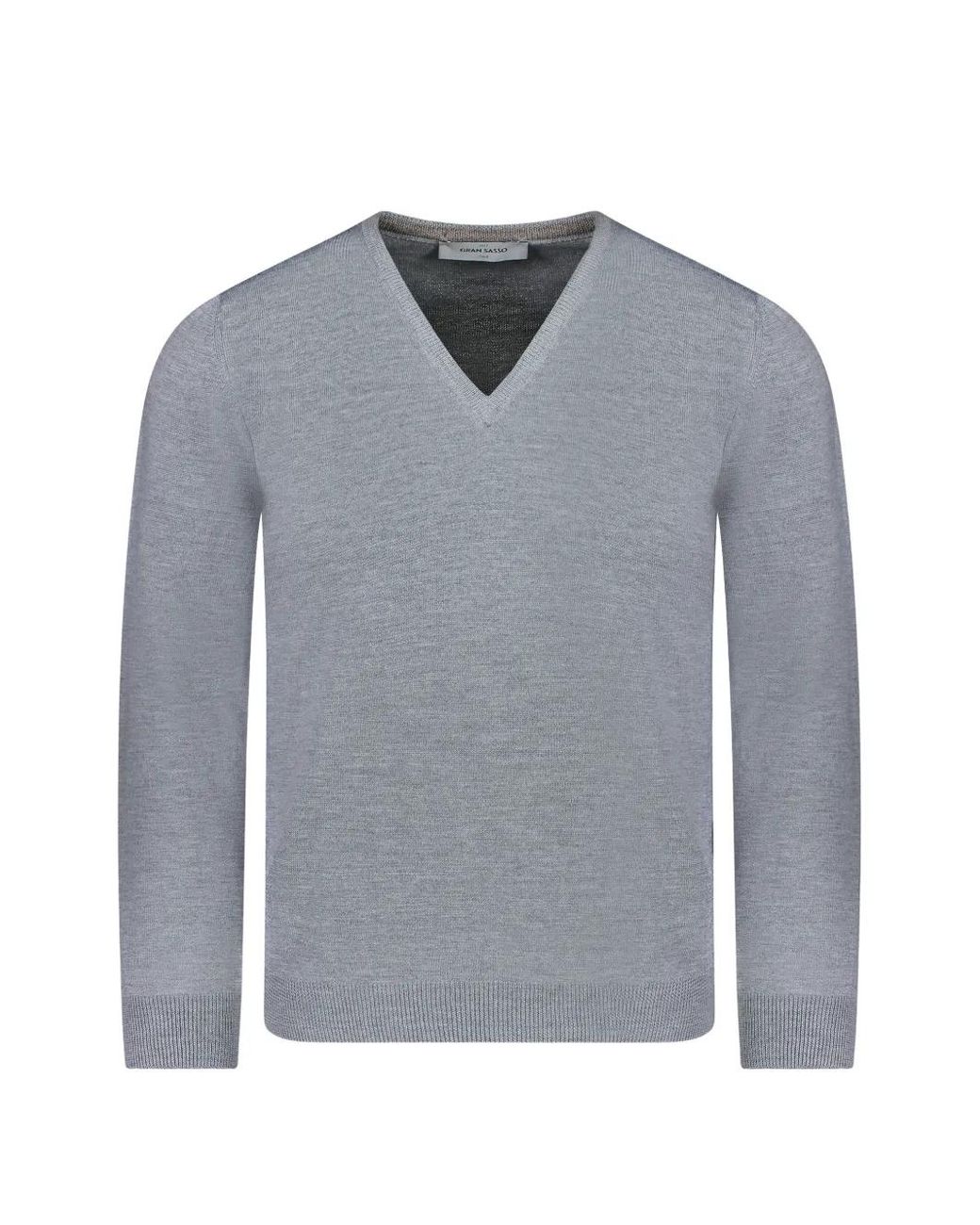 Gran Sasso Gray V-Neck Sweater for men