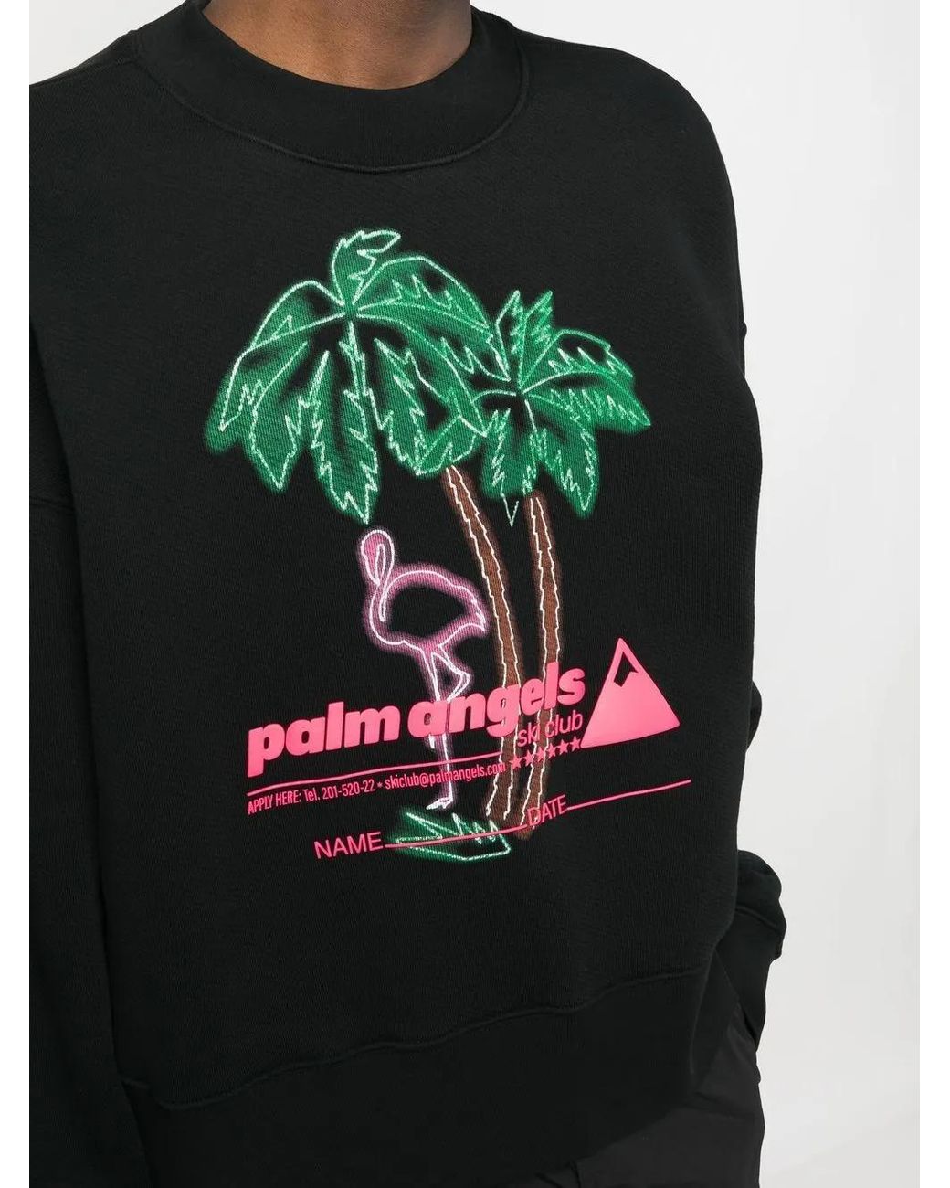 Palm Angels Black Ski Club Logo-print Sweatshirt for men