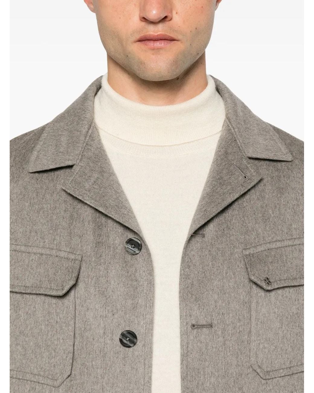 Tagliatore Gray Button-Up Chest-Pocket Jacket for men