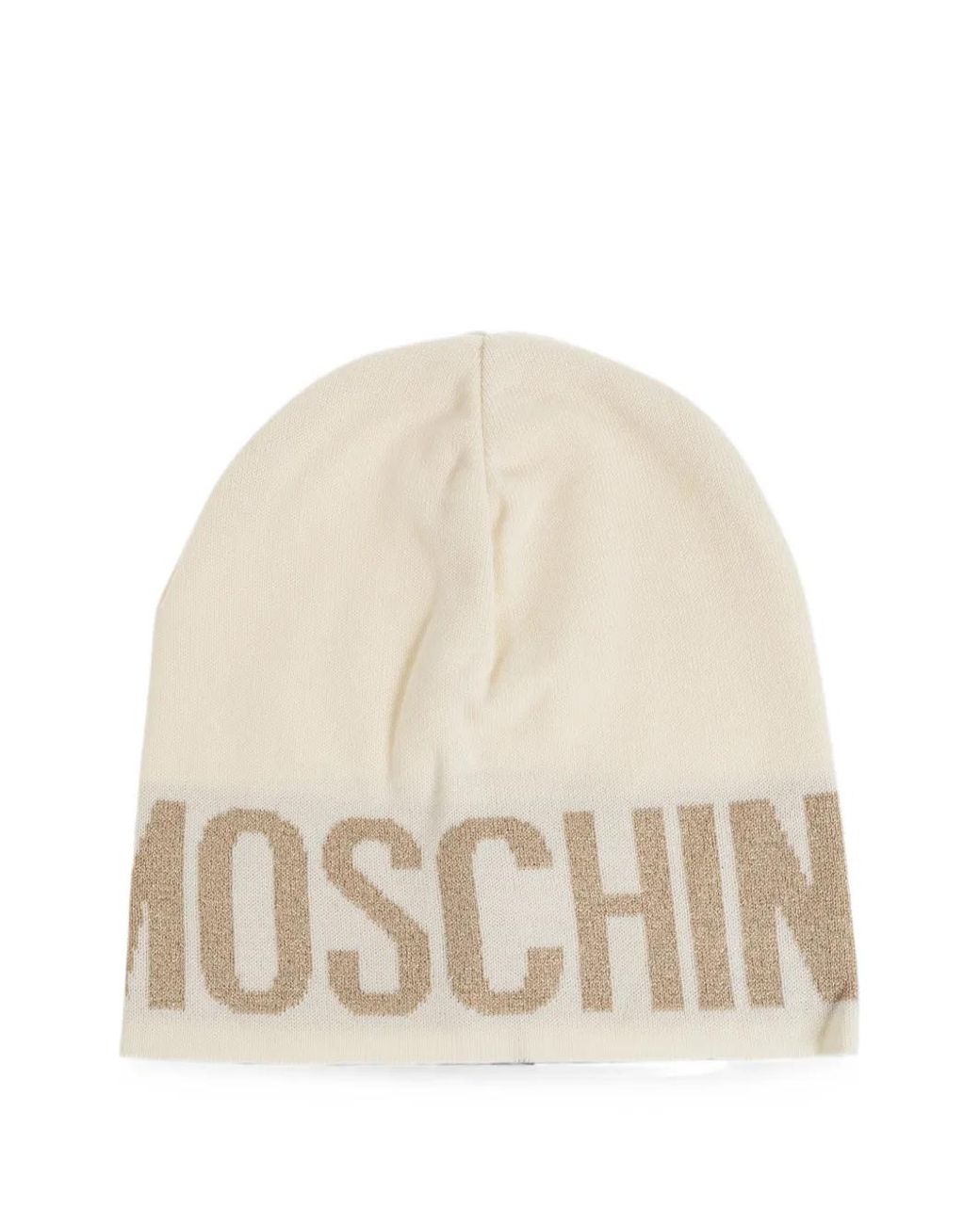 Moschino Natural Logo-Knit Beanie Hat for men