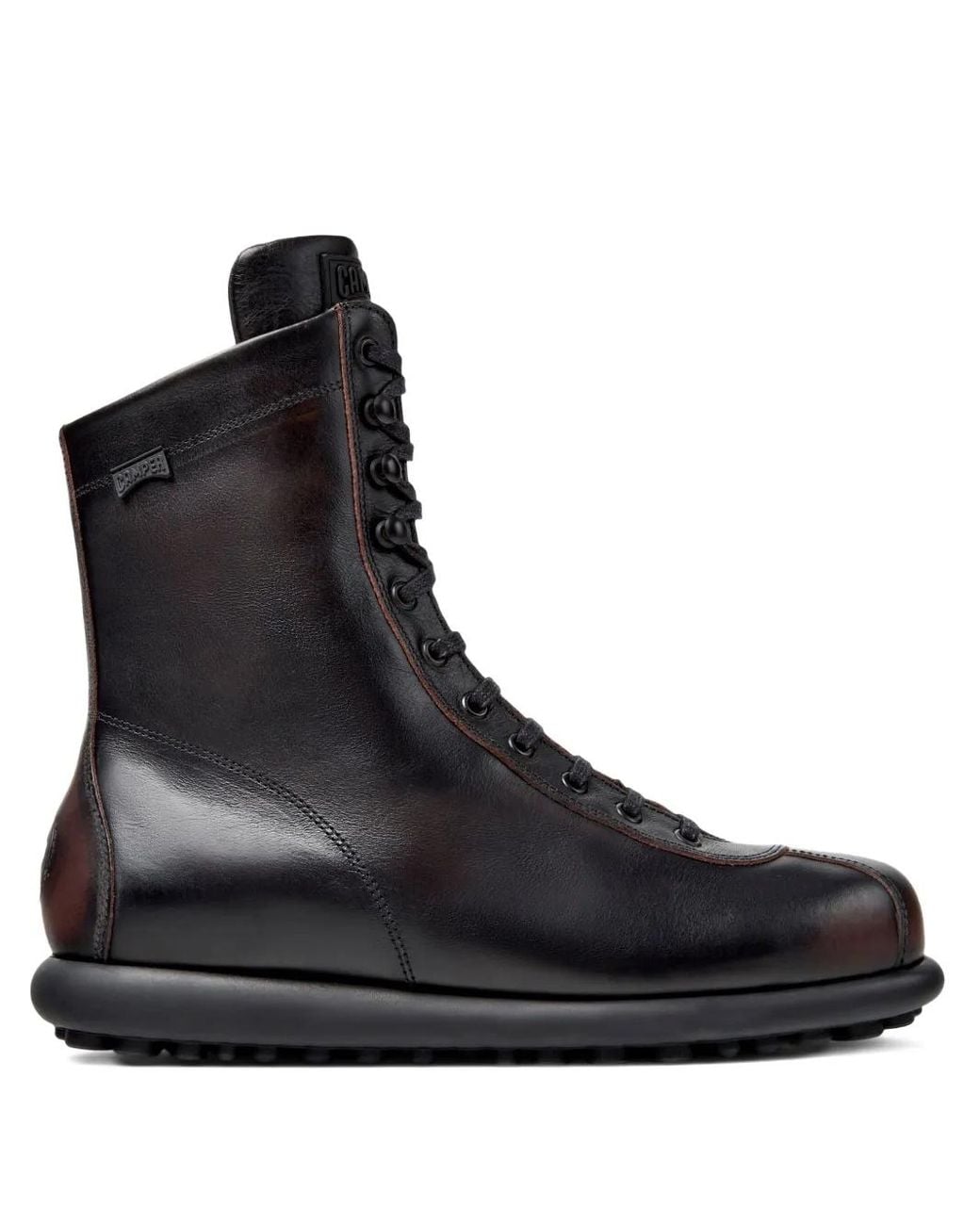 Camper Black Pelotas Ariel Lace-Up Leather Biker Boots for men