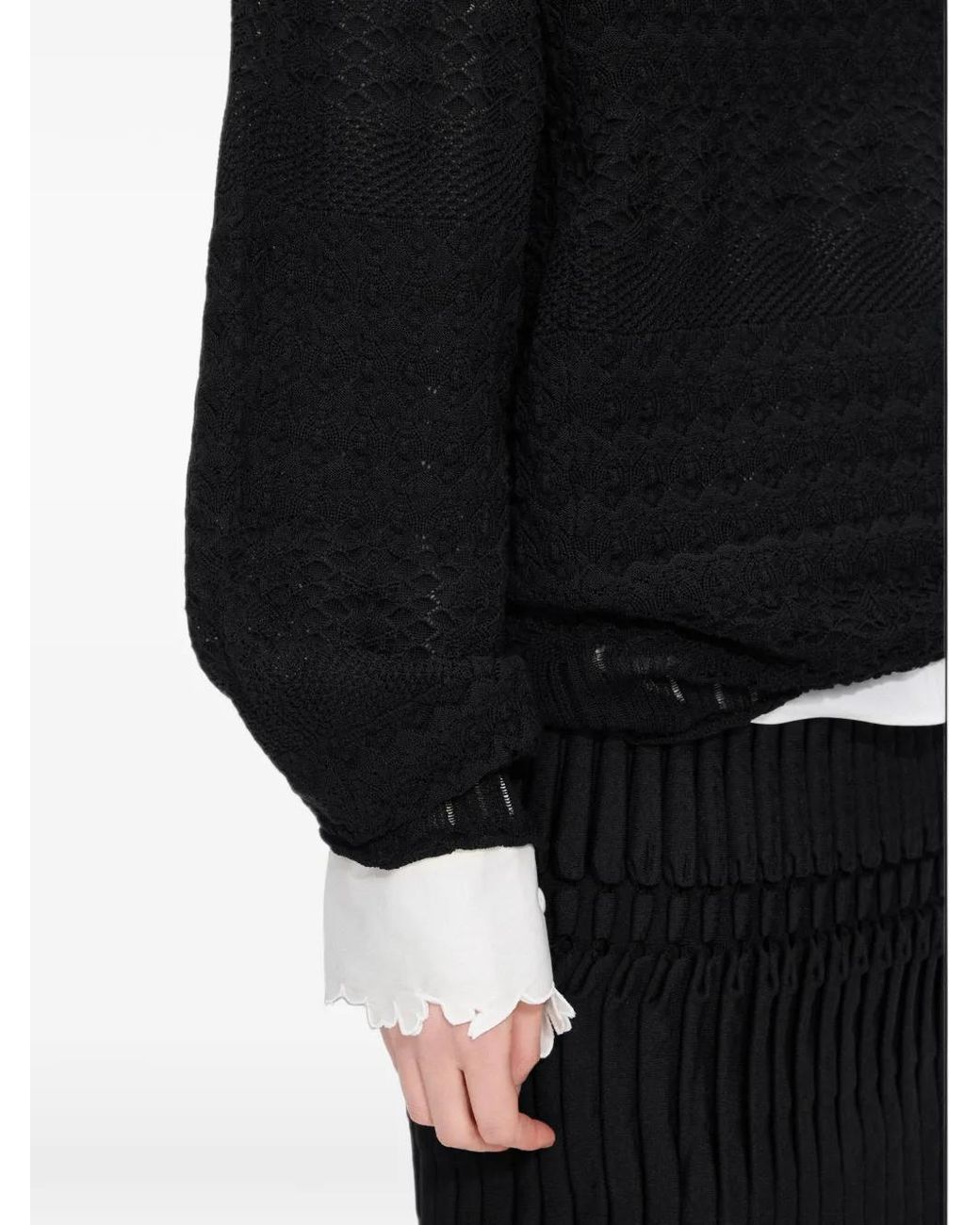 JNBY Black Jacquard-Raglan Polo Top