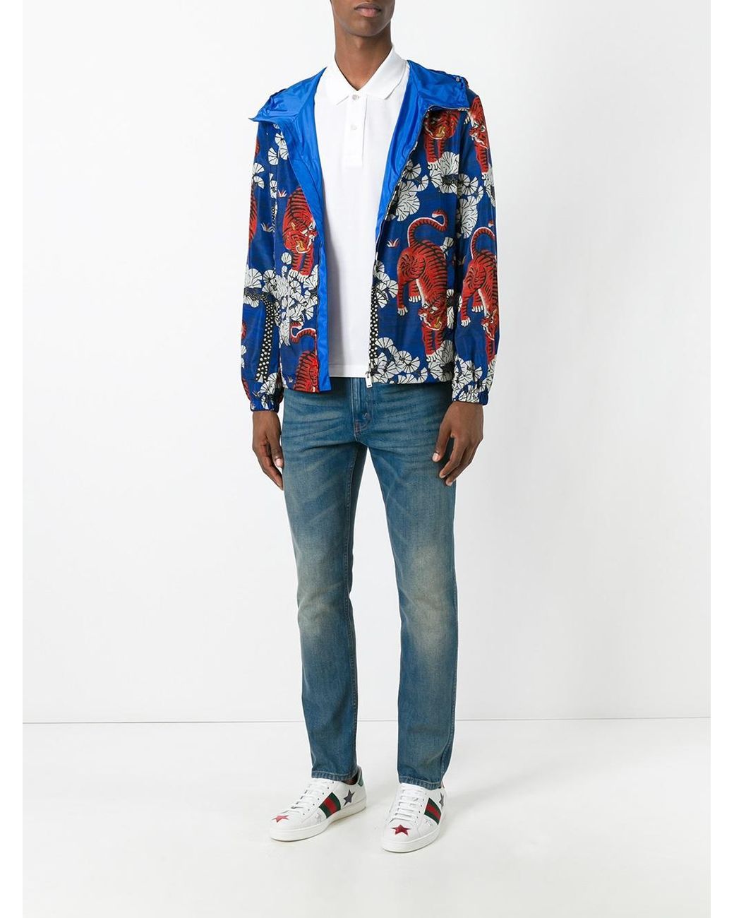 Gucci Synthetic Bengal Tiger Print Jacket in Blue for Men | Lyst UK