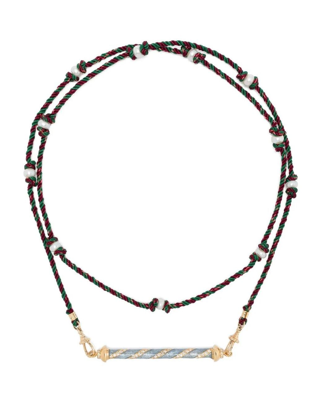 Marie Lichtenberg Metallic 18Kt Candy Cane Diamond Necklace