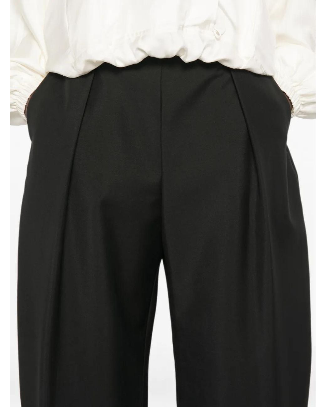 Rohe Black Pleated Wide-Leg Trousers