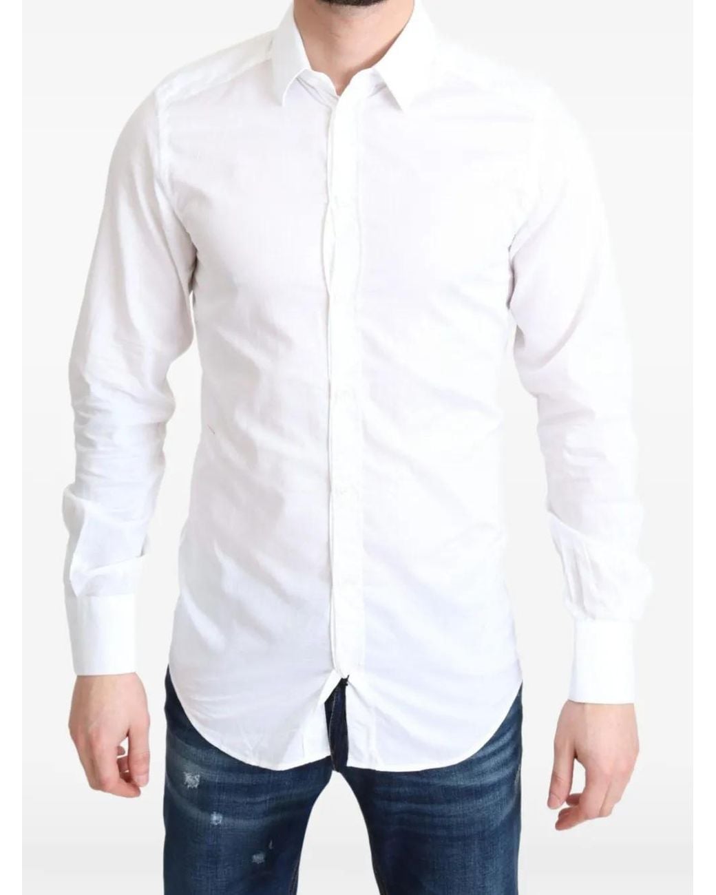 Dolce & Gabbana White Button-Down Collared Shirt for men