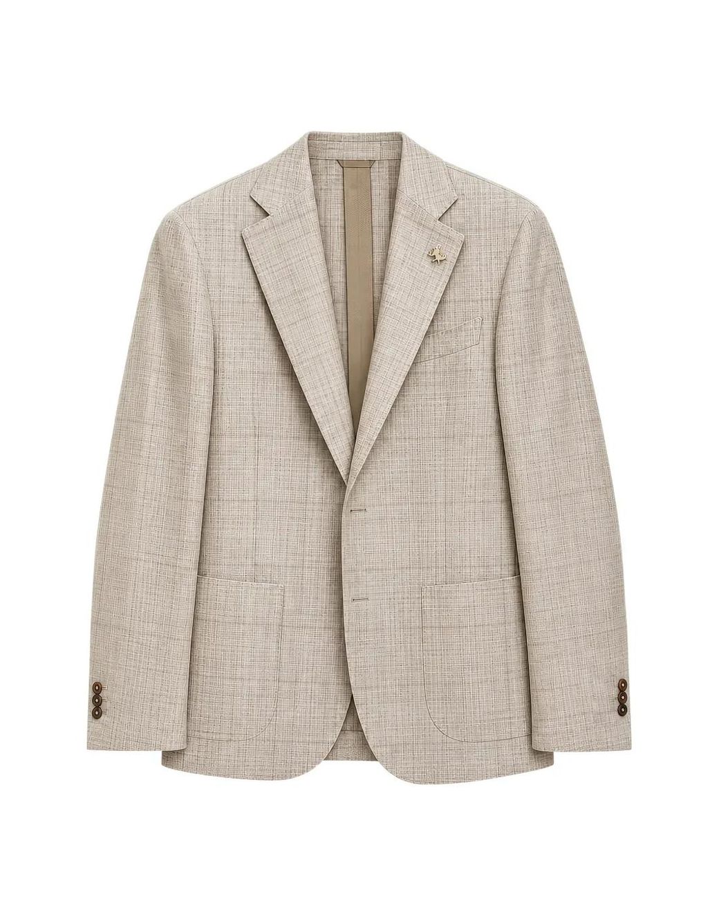 Tombolini Natural Check-Pattern Notched-Lapel Blazer for men