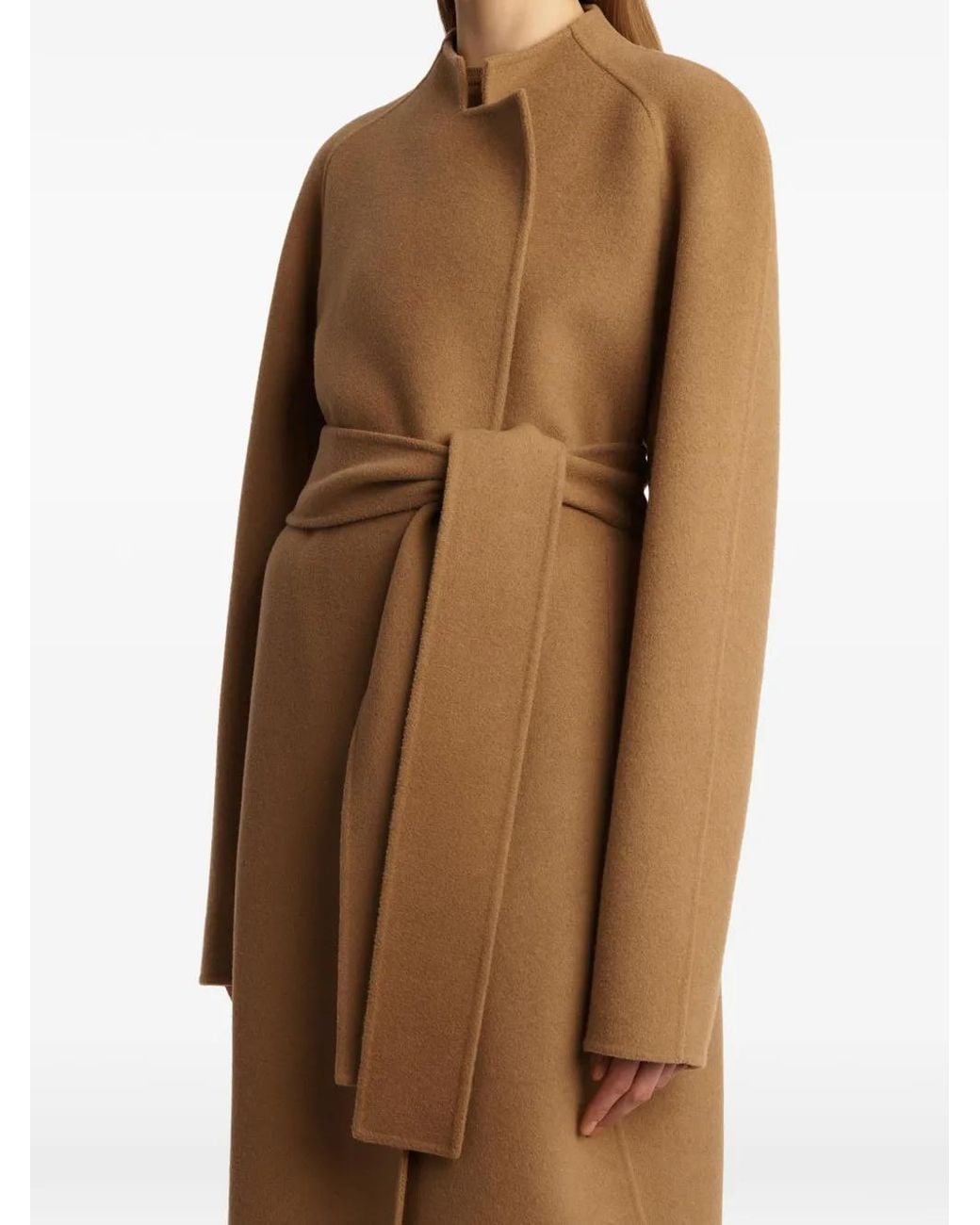 Khaite Brown Single-Breasted Belted Coat