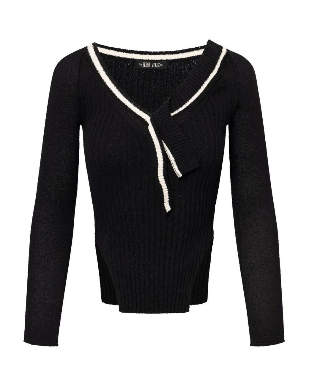 Elena Velez Black Varsity Knitted Top