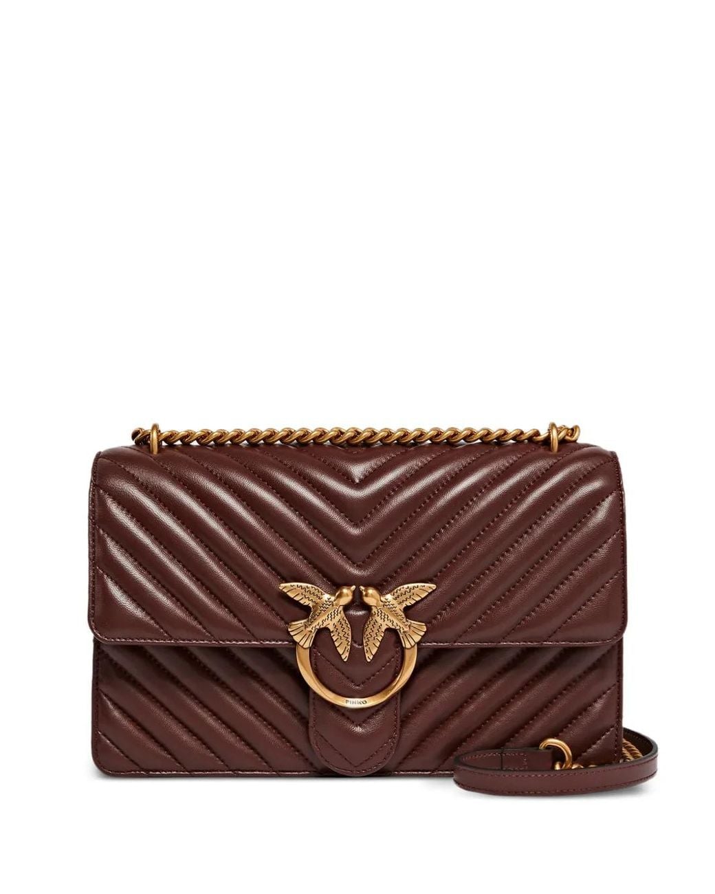 Pinko Brown Medium Shoulder Bag Love Bag One Chevron