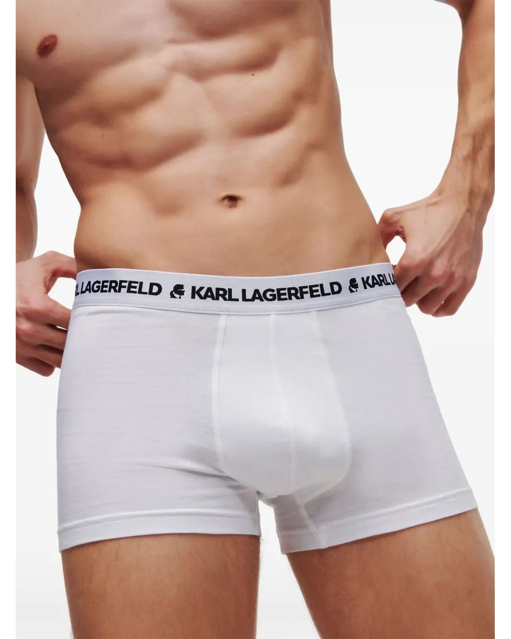 Karl Lagerfeld White Logo-Waistband Boxers (Pack Of Three) for men