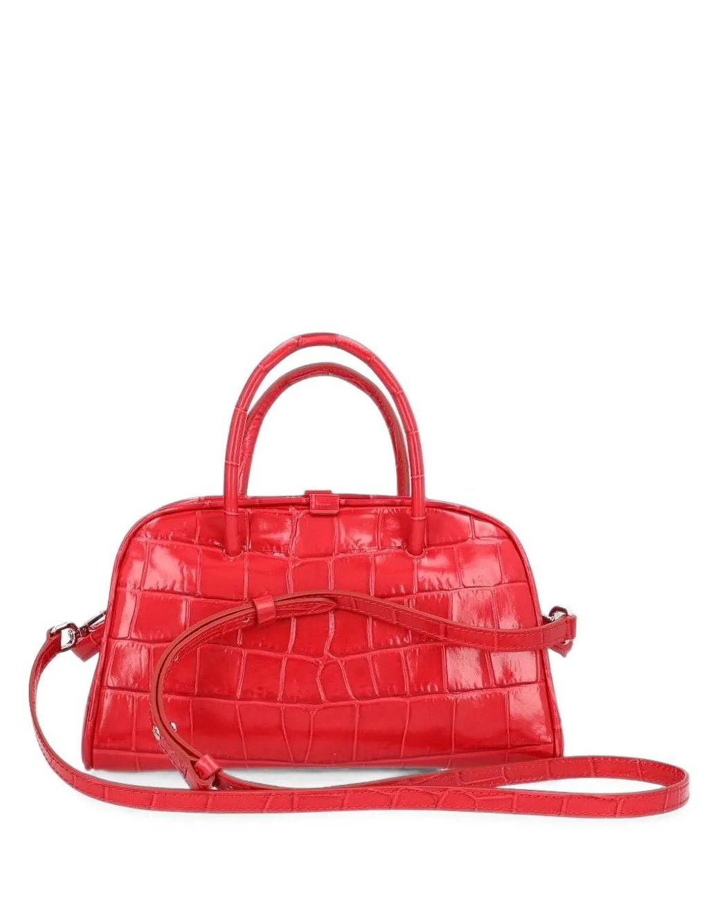 Jacquemus Red Small Le Turismo Croc-Effect Leather Clutch Bag