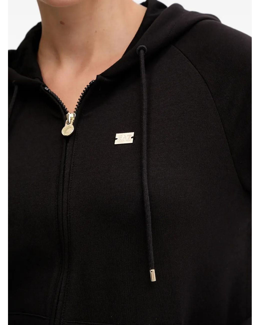 EA7 Black Core Lady Zip-Up Hoodie