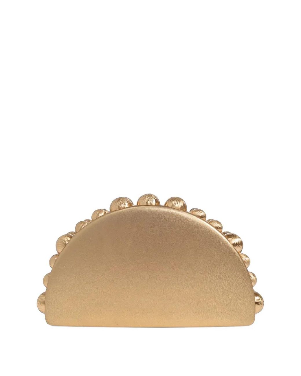 Cult Gaia Natural Gili Spherical-Embellishment Leather Clutch Bag