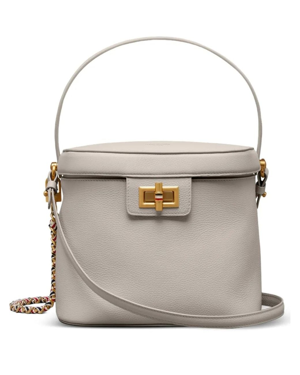 Thom Browne Gray Soft Pebble Grain Box Bag