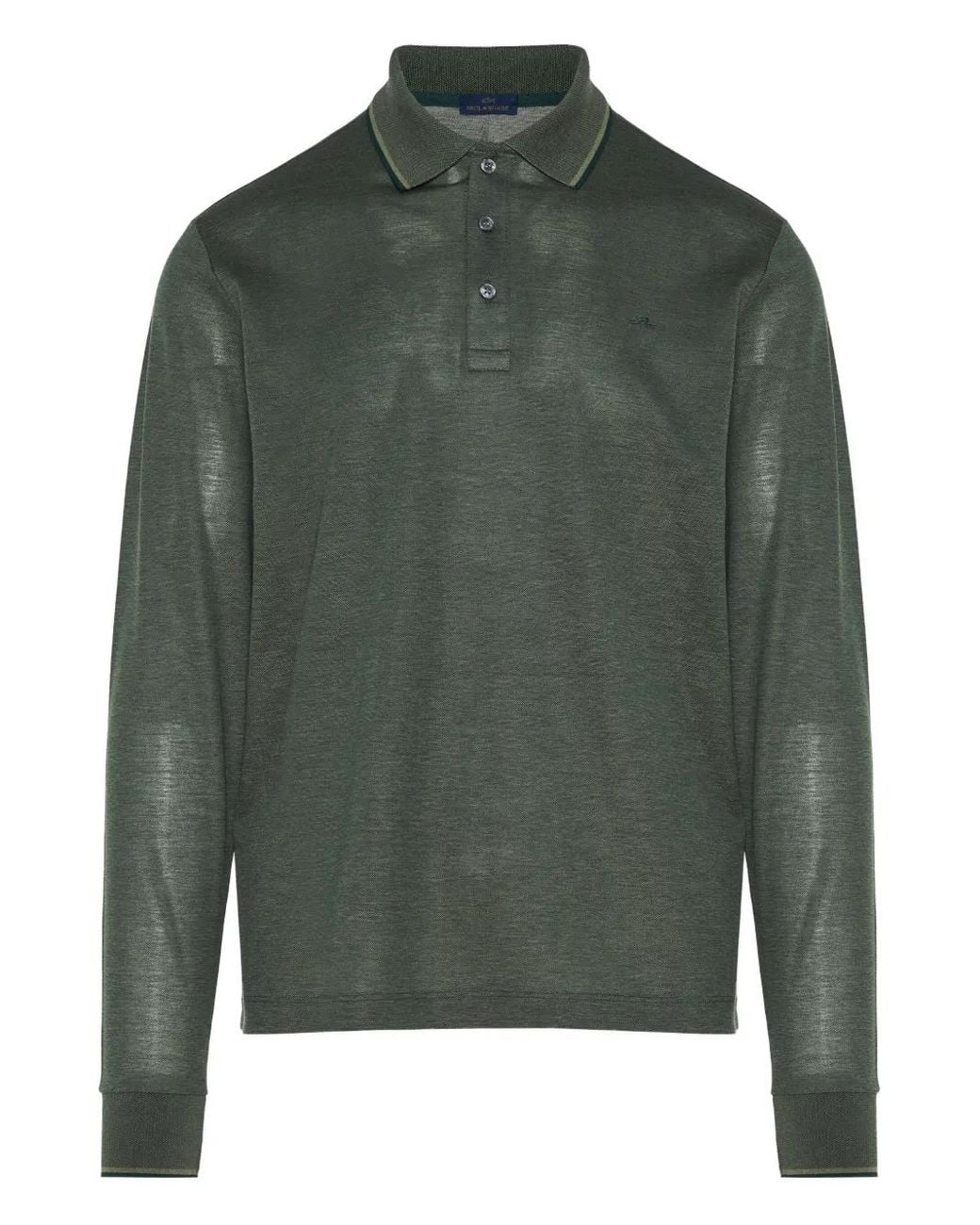 Paul & Shark Green Long-Sleeve Polo Shirt for men