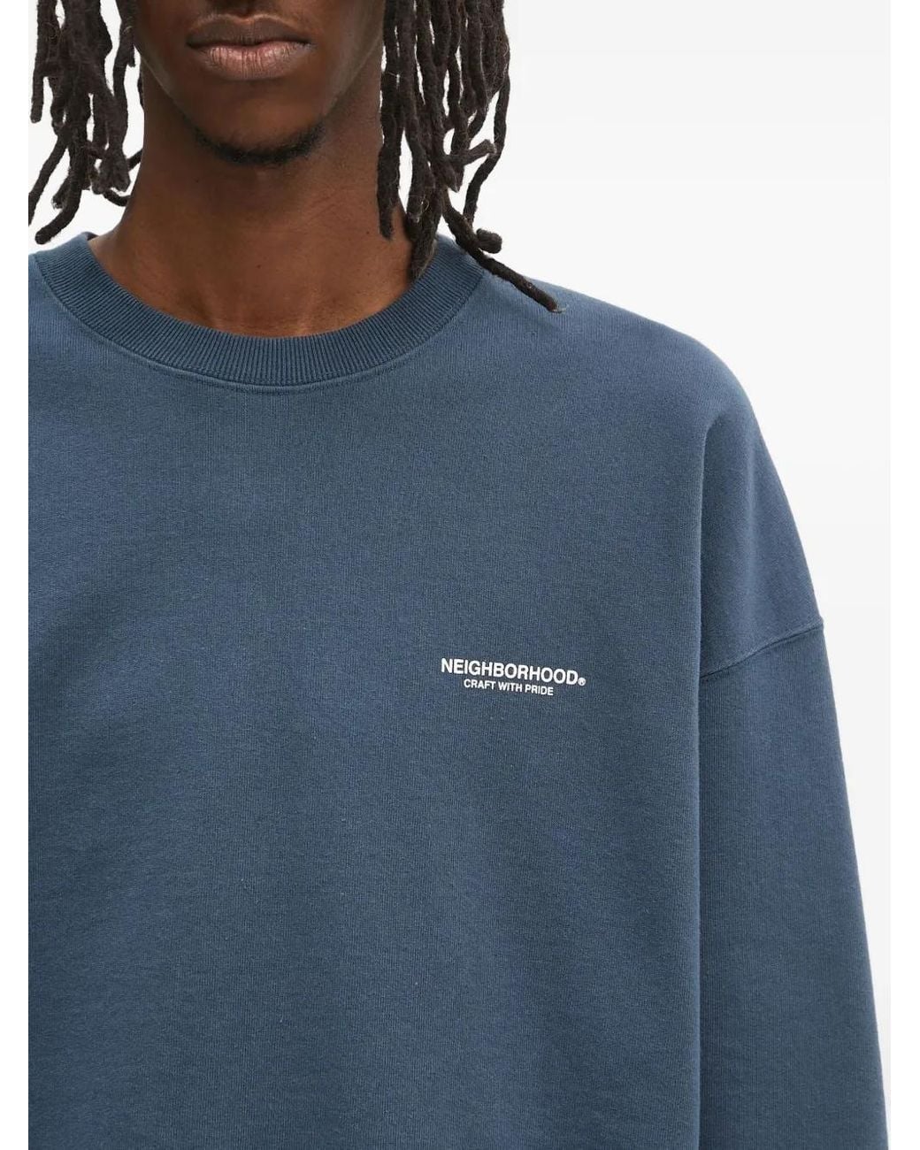Neighborhood Blue Crew Neck Logo Sweatshirt for men