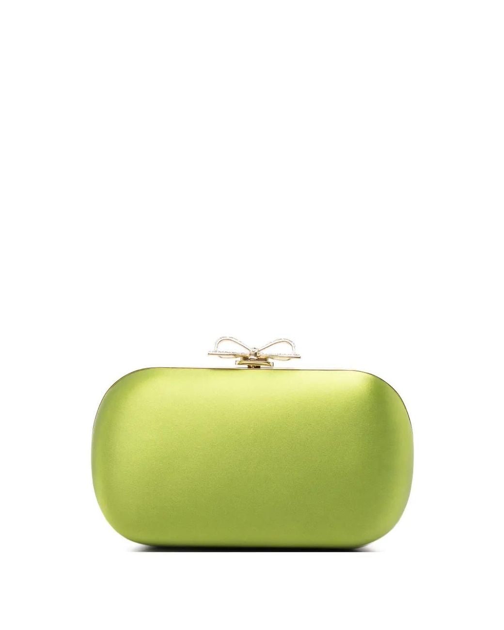 Self-Portrait Green Satin Clutch
