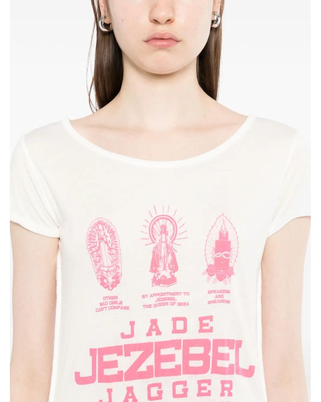 Jade Jagger Pink T-Shirt À Logo Imprimé