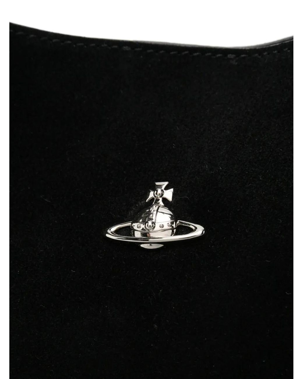 Vivienne Westwood Black Orb-Plaque Leather Bucket Bag