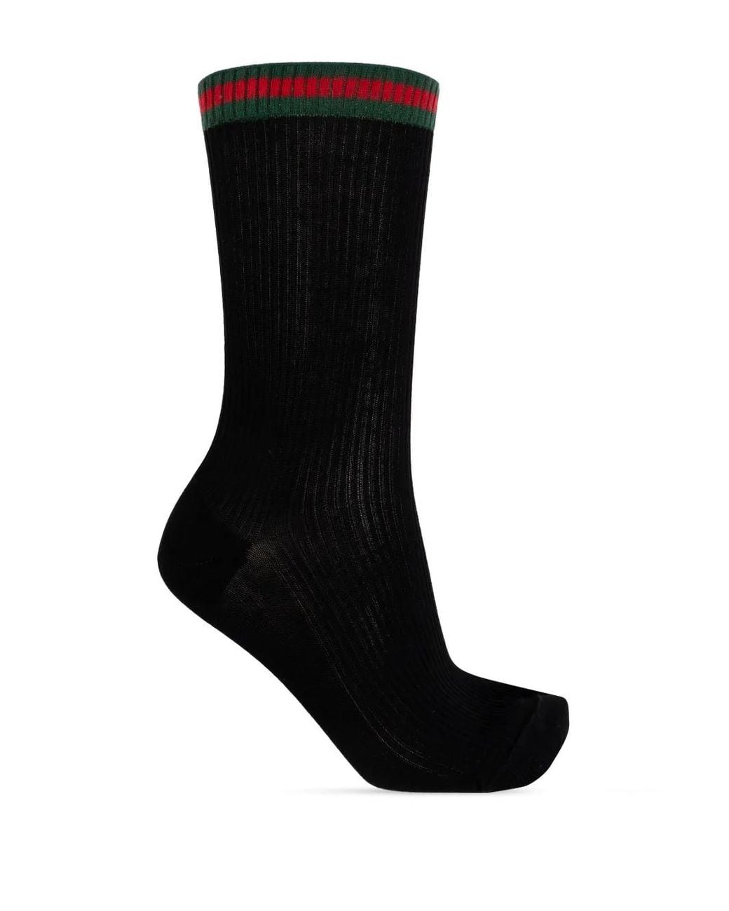 Gucci Black Web-Striped Cotton-Blend Socks