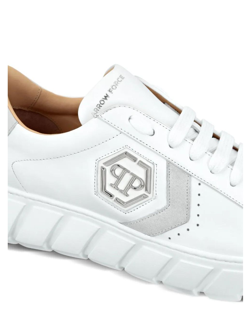 Philipp Plein White Hexagon Lo-Top Sneakers
