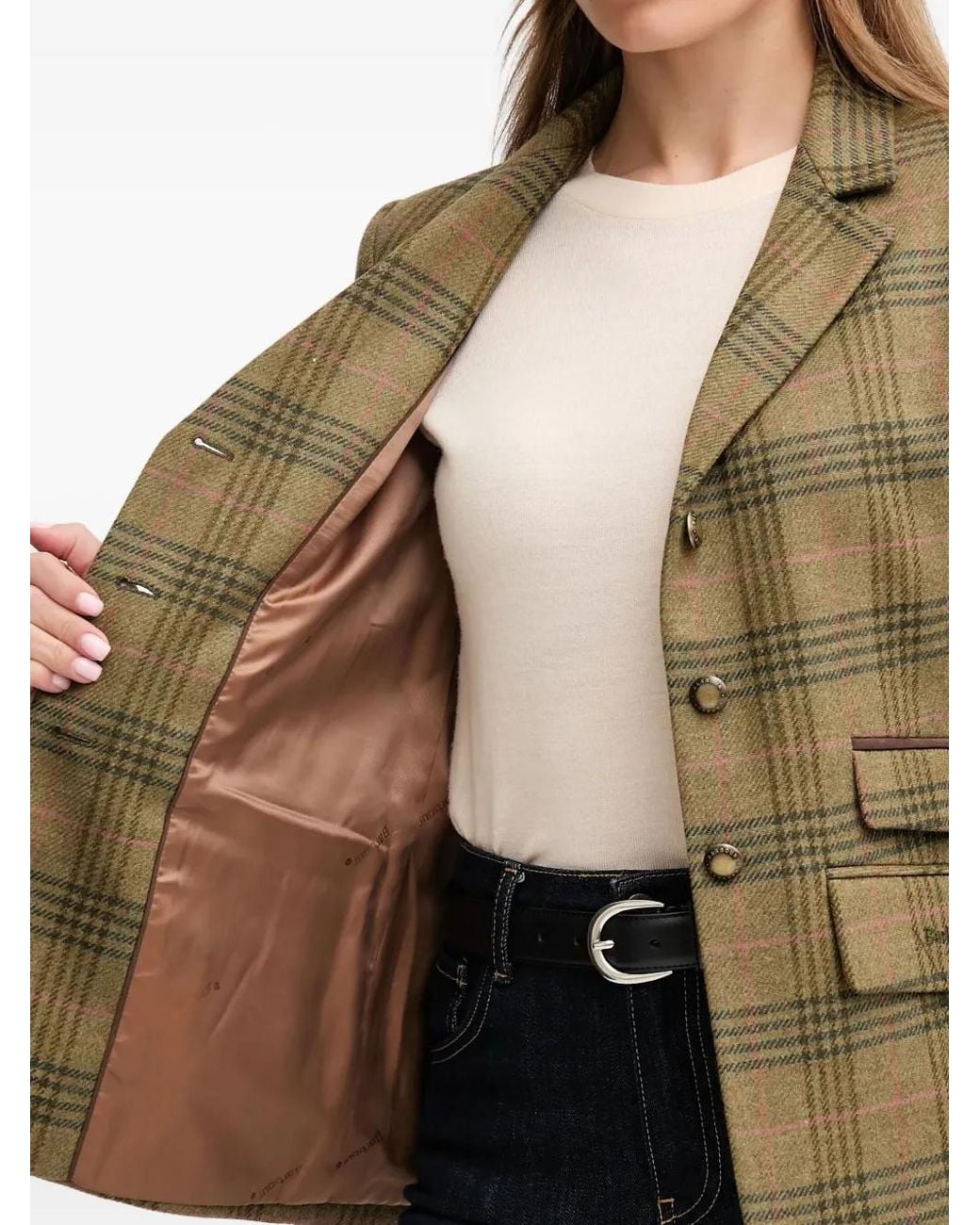 Barbour Green Check-Pattern Blazer