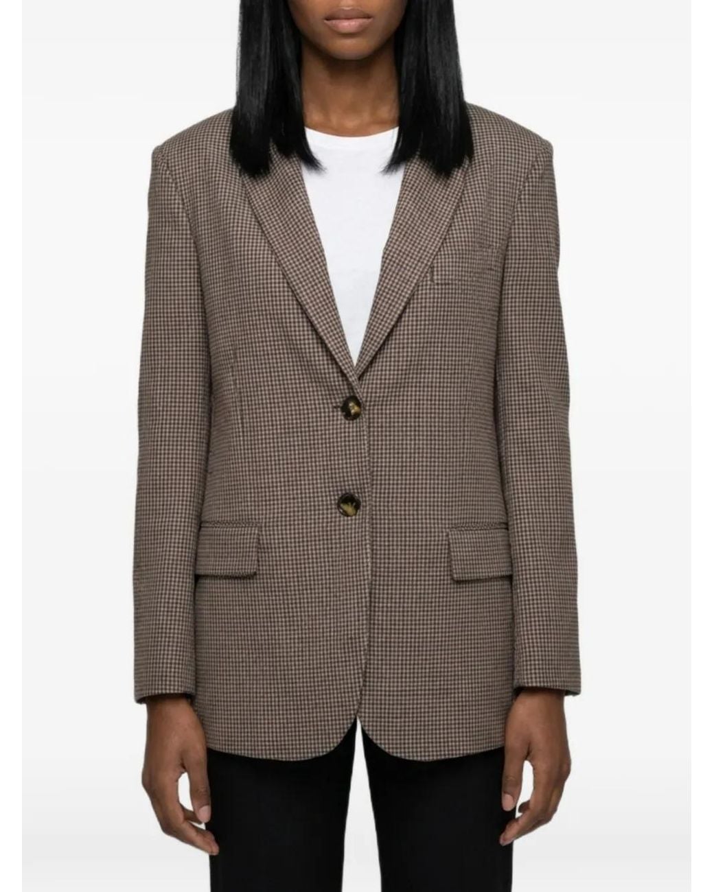 SUTTON NEW YORK Brown Blazer Droit À Carreaux