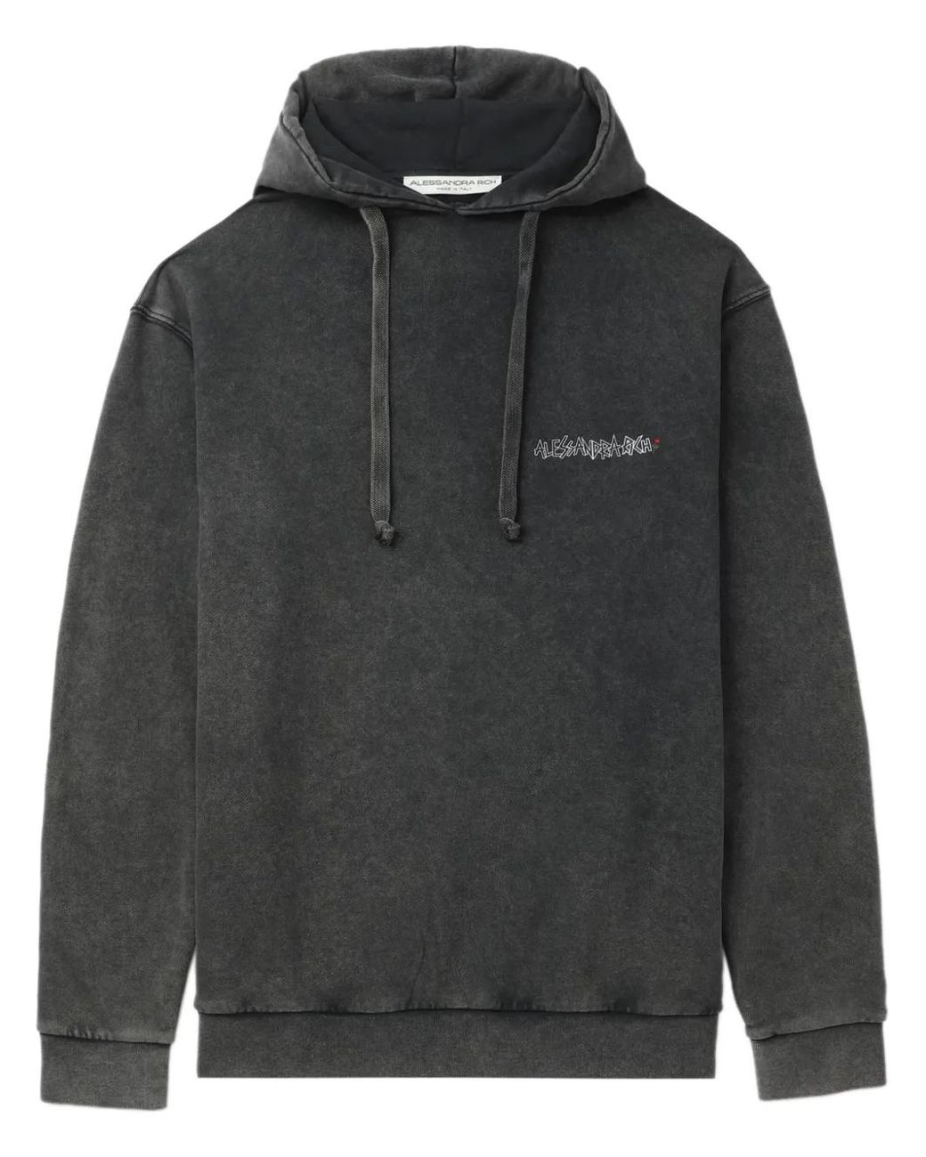Alessandra Rich Black Graphic-Print Cotton Hoodie
