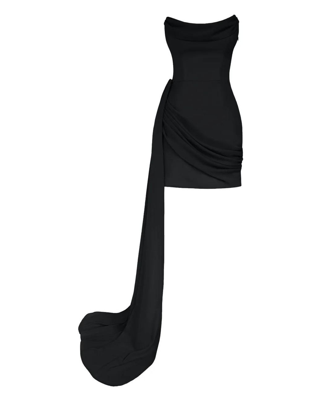 POST MERIDIEM Corset Chiffon-Train Mini Dress in Black | Lyst