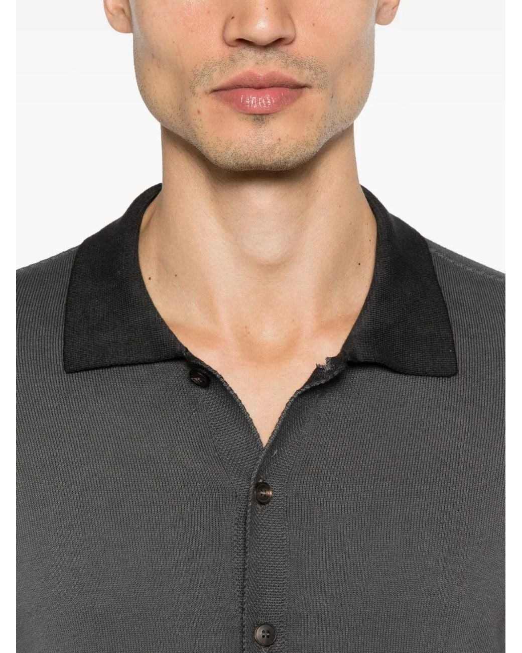 AROVESCIO Gray Buttoned Long-Sleeved Shirt for men