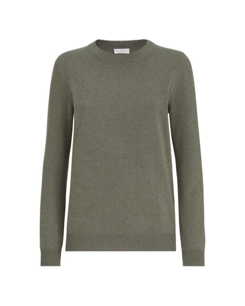Brunello Cucinelli Green Cashmere Sweater With Monili