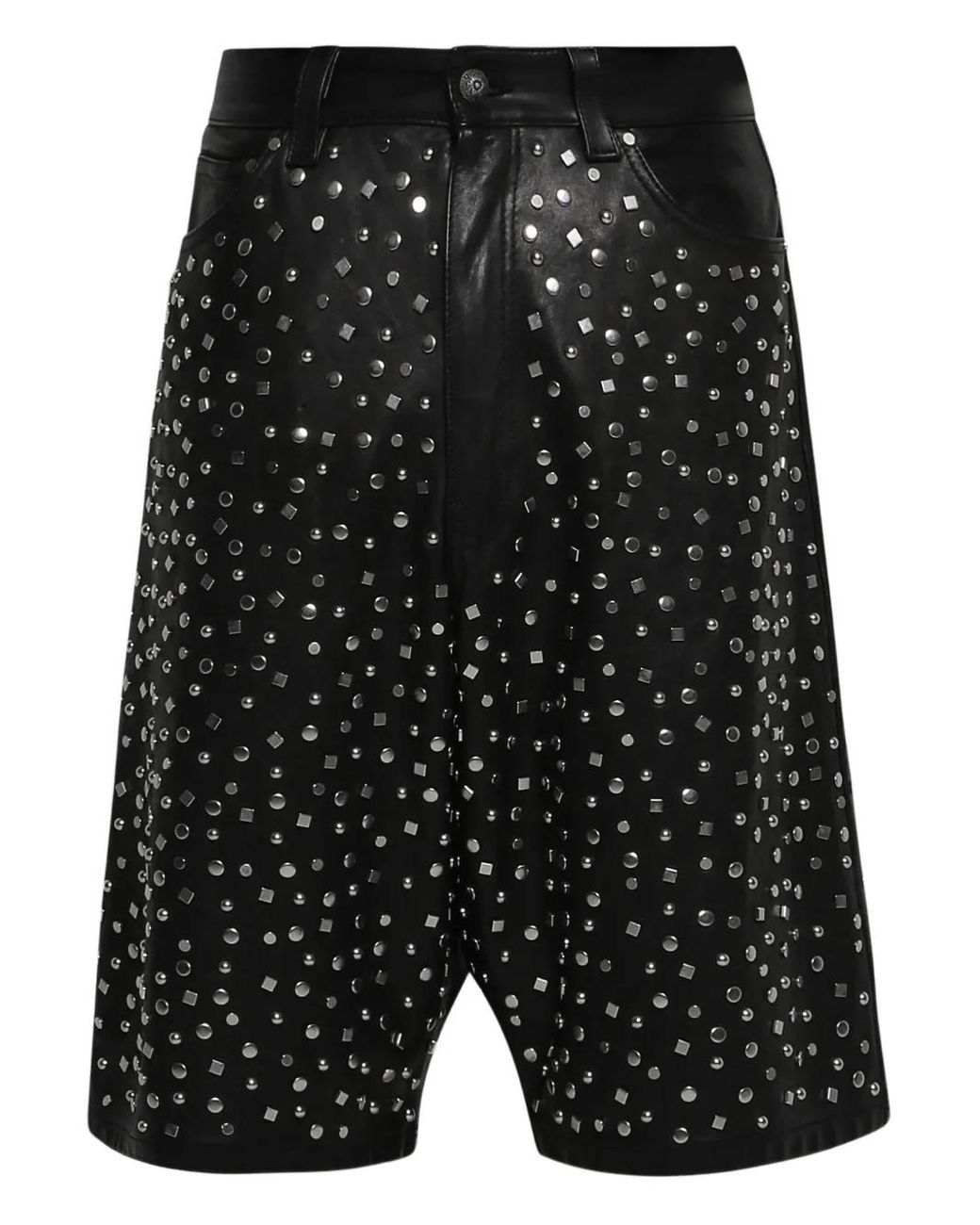 Earthling VIP Black Leather Stud-Embellished Shorts for men