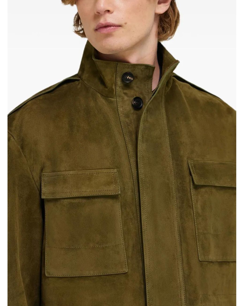 Ferragamo Green Suede Safari Jacket for men