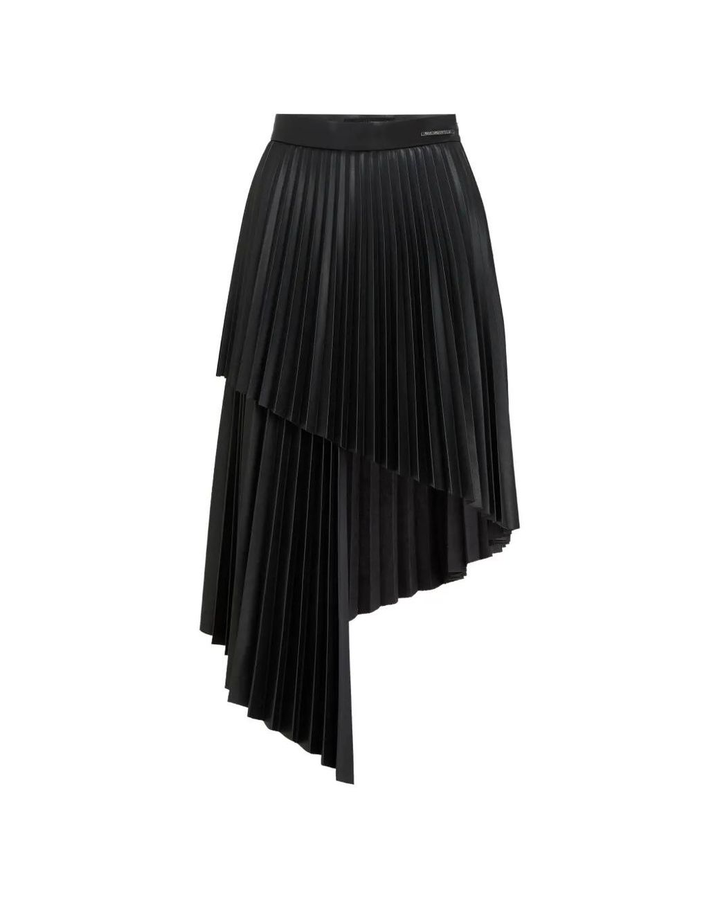 Karl Lagerfeld Black Pleated Asymmetric Midi Skirt