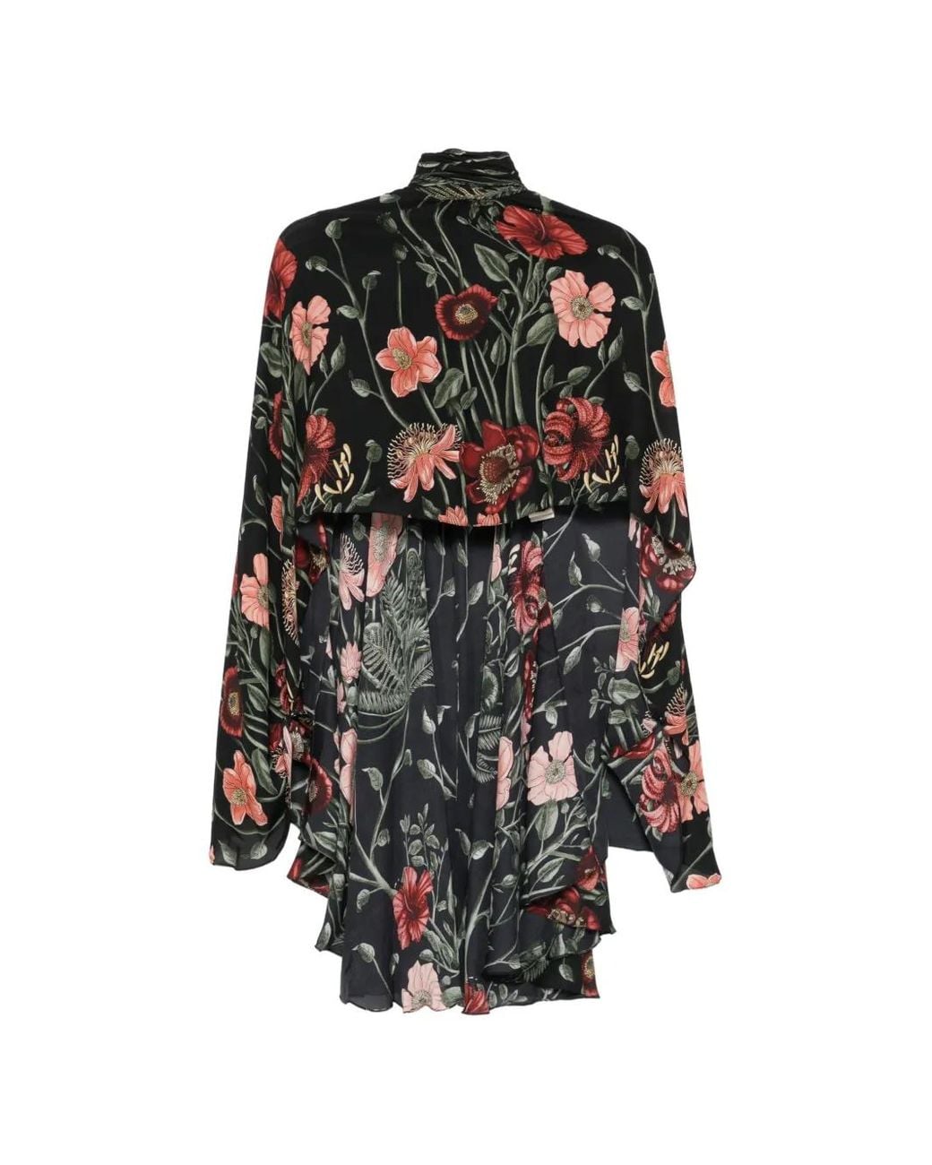 Johanna Ortiz Black Midnight Bloom Floral-Print Cape