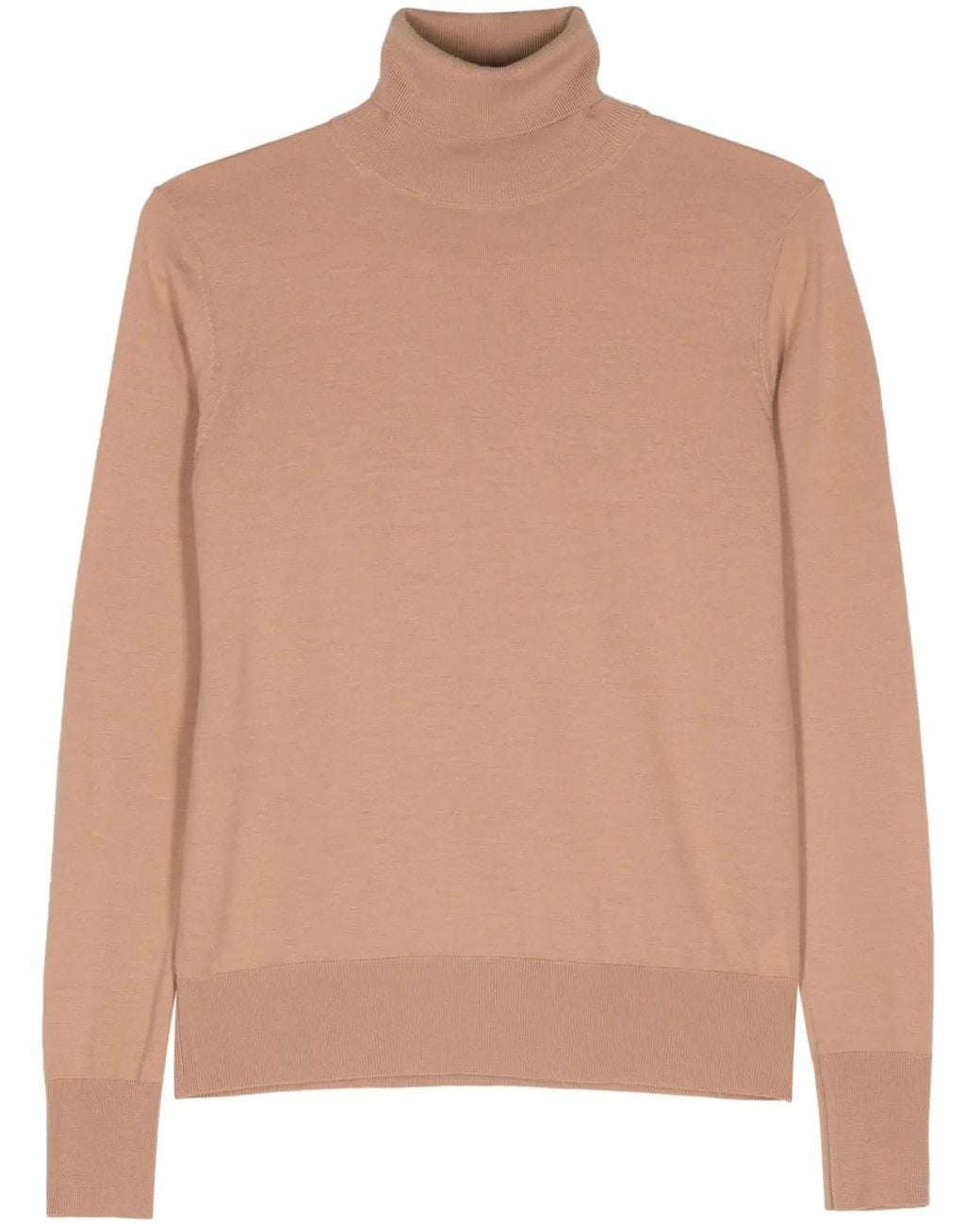 Forte_forte Natural Fine-Knit Virgin Wool Roll-Neck Sweater
