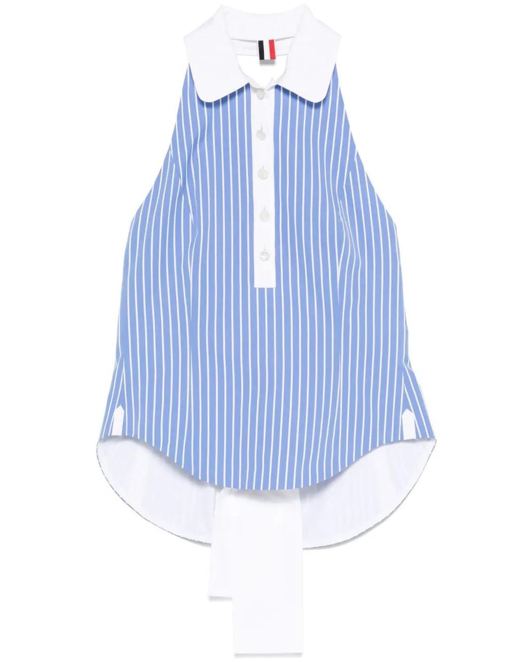 Thom Browne Blue Pinstriped Halter Top