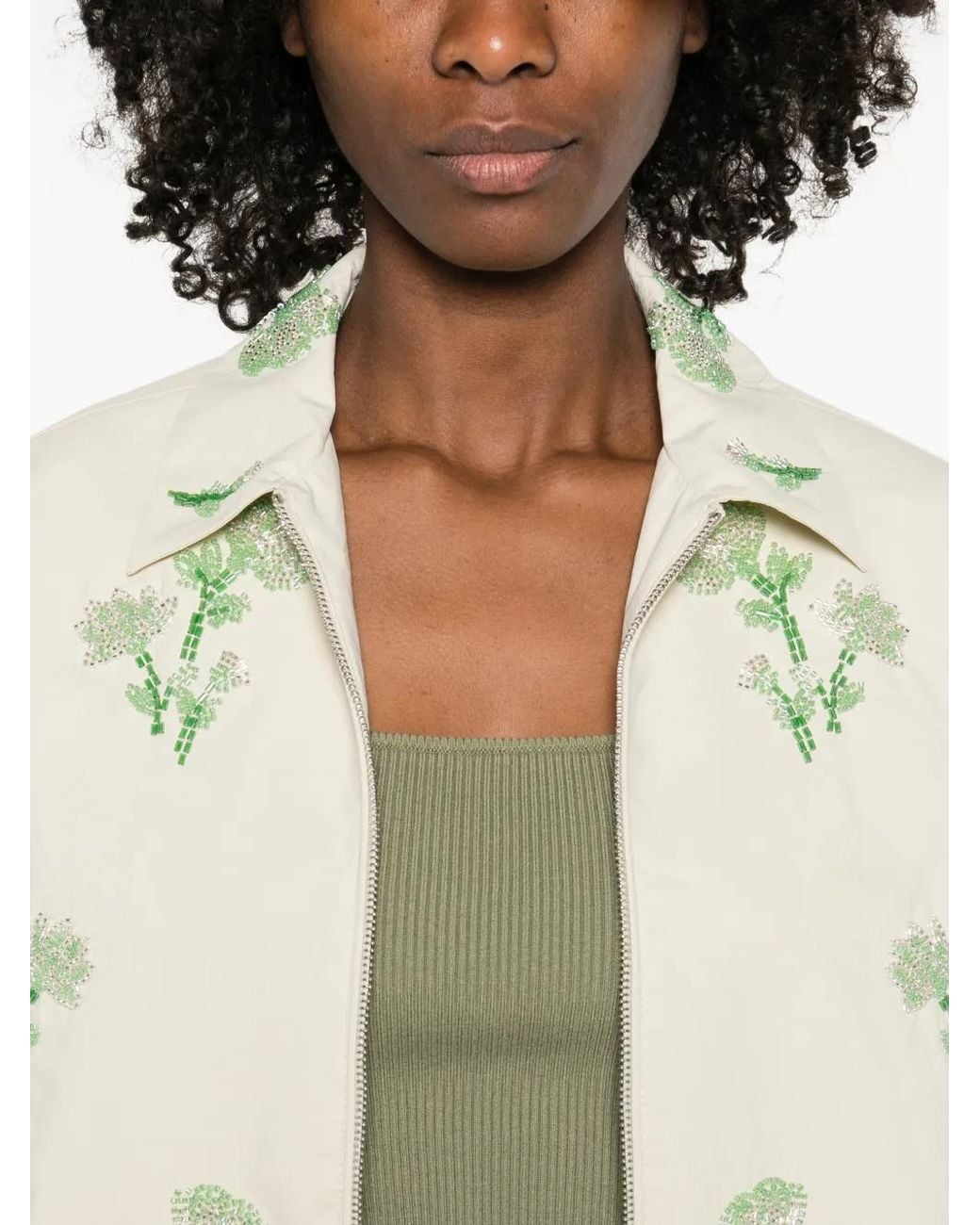 Maje White Beaded Technical Jacket