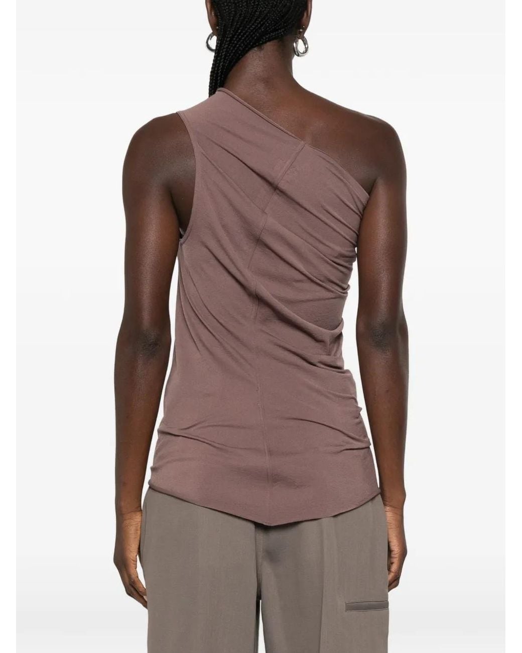 Rick Owens Brown Athena One-Shoulder Top