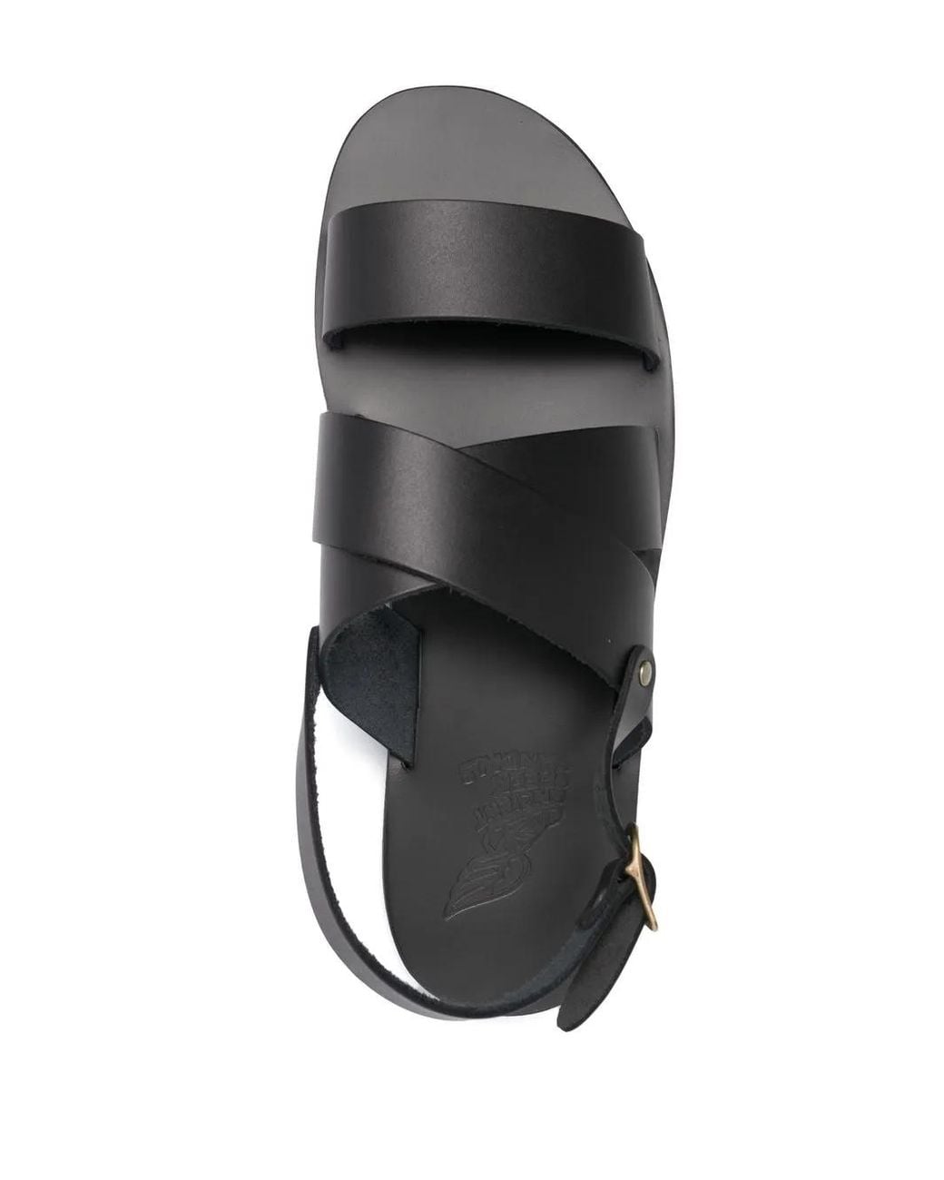 Ancient Greek Sandals Black Miltos Slingback Leather Sandals for men