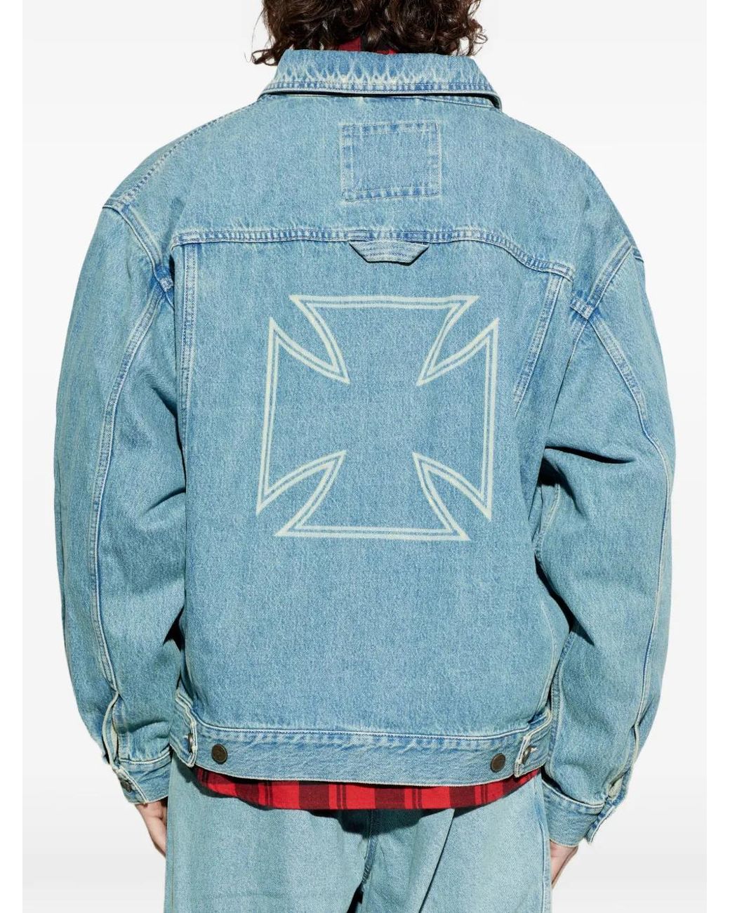 Vetements Blue Logo-Print Denim Jacket for men