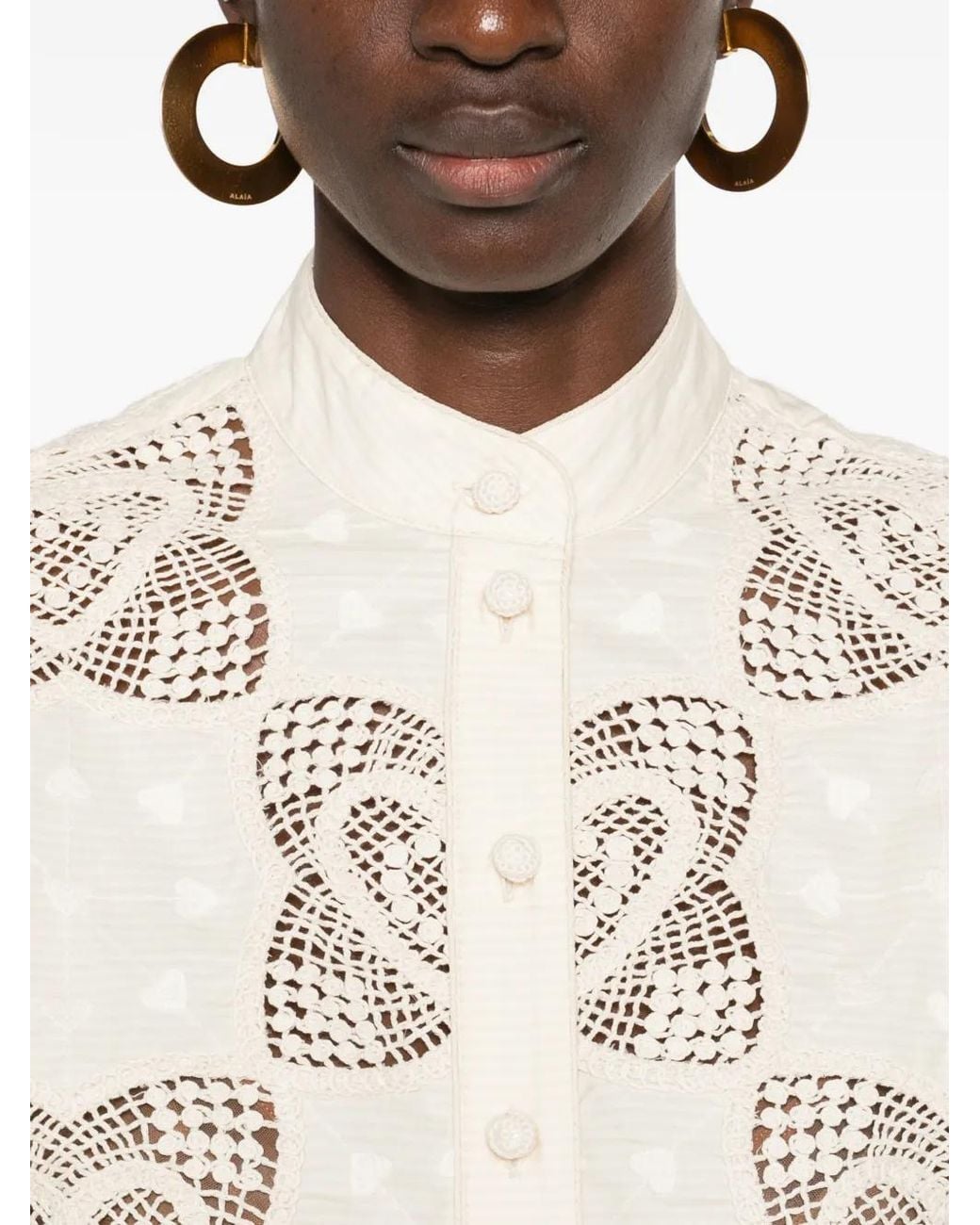 Zimmermann White Wanderlust Scalloped Shirt