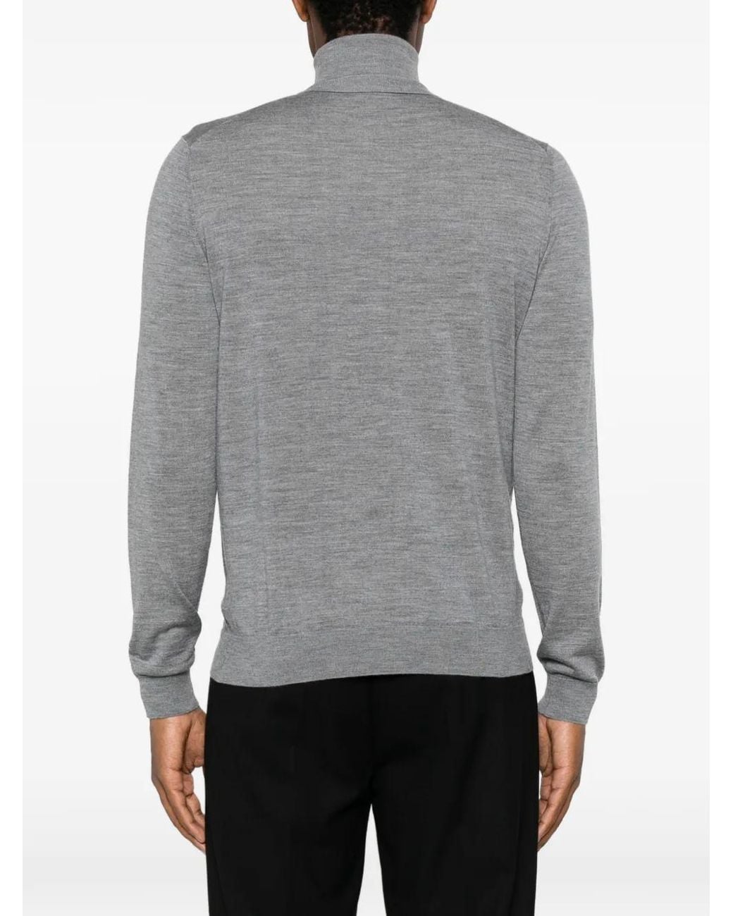 Heritage Gray Roll-Neck Fine-Knit Sweater for men