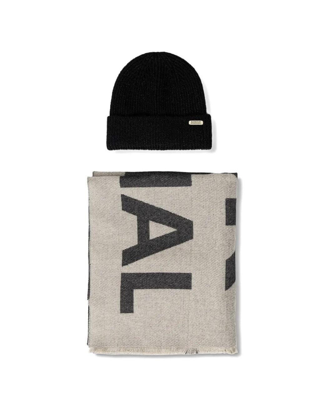 Barbour Black Ribbed-Knit Beanie Hat